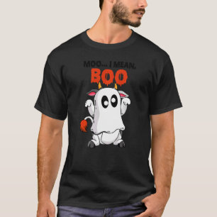 Moo I Mean Boo Ghost Cow Pumpkin Farmer Cow Hallo T-Shirt