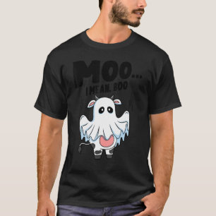 Moo I Mean Boo Ghost Cow Pumpkin Halloween Cow T-Shirt