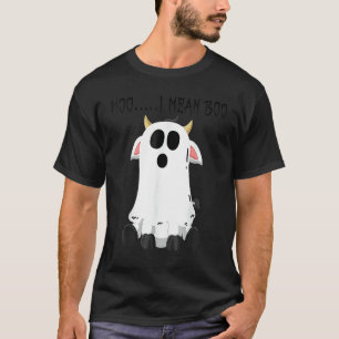 Moo I Mean Boo Ghost Cow Pumpkin Moon Halloween Fa T-Shirt