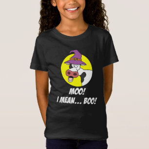 Moo I Mean Boo Halloween Cow Witch T-Shirt