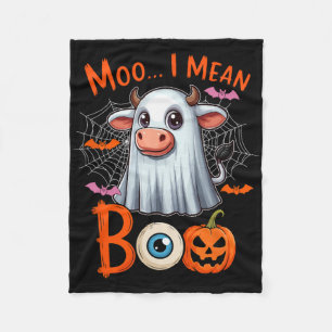 Moo I Mean Boo Halloween Farmer Cow Cosplay Boo Gh Fleece Blanket