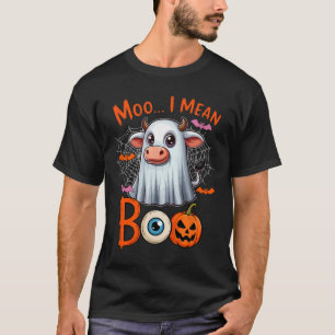 Moo I Mean Boo Halloween Farmer Cow Cosplay Boo Gh T-Shirt