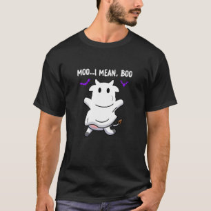 Moo I Mean Boo Halloween Farmer Ghost Cow T-Shirt