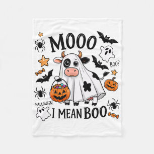 Moo I Mean Boo Spooky Cow Halloween Spooky Heifer Fleece Blanket