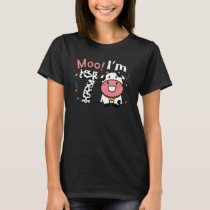 Moo I'm 7 Barnyard Farm Cow 7th Birthday 7 Year Ol T-Shirt