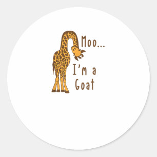 Moo I'm A Goat Giraffe Farm Animal Classic Round Sticker