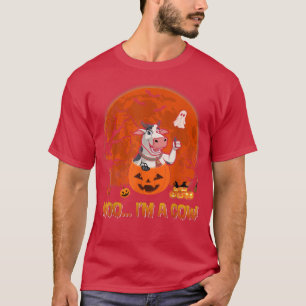 Moo I'm Funny Cow Halloween Goat In Scary Pumpkins T-Shirt