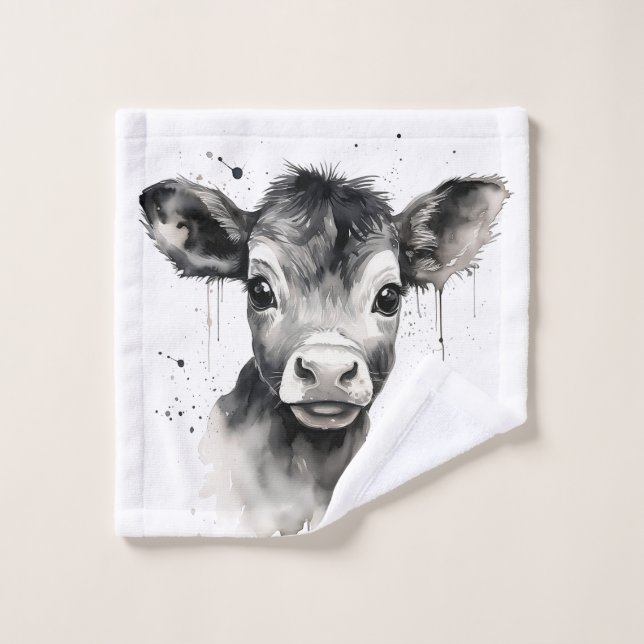 "Moo-Ments of Cleanliness" Towel Set - Farm-Fresh  (Wash Cloth)