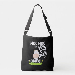 Moo Moo I'm Three 3rd Birthday Funny Cute Cow Gift Crossbody Bag