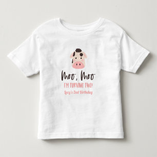 Moo Moo I'm Turning Two Cow 2nd Birthday Party Toddler T-Shirt