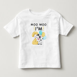Moo Moo I'm Two 2nd Birthday Funny Cow Sounds  Toddler T-Shirt