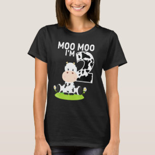 Moo Moo I'm Two 2nd Birthday Funny Cute Cow Sounds T-Shirt