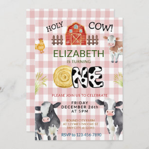 Moo Moo Im Two Cow 1nd Birthday  Invitation