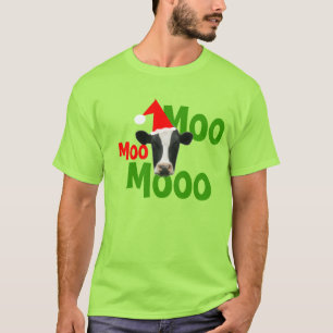 Moo Moo Moo Christmas Santa Cow T-Shirt