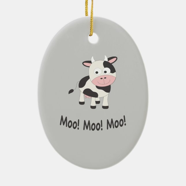 Moo Moo Moo Cute Cartoon Cow Ceramic Tree Decoration (Back)