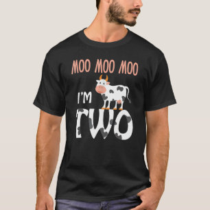 Moo Moo Moo I'm Two 2nd Second Birthday Cow T-Shirt