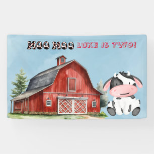 Moo Moo Name Is Two Boy Birthday Party Banner