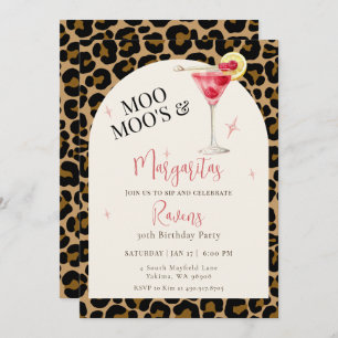 Moo Moos And Margaritas Birthday Party Invitation