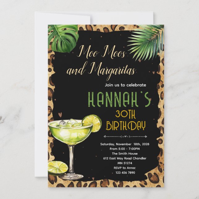 Moo Moos and Margaritas party Invitation (Front)