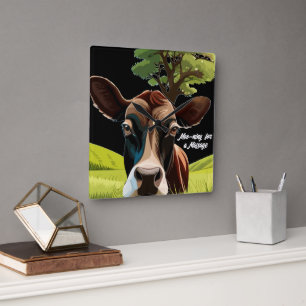 Moo-ning for a Massage Square Wall Clock