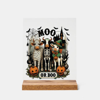 Moo or Boo Halloween Cow Acrylic Sign