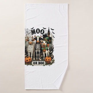 Moo or Boo Halloween Cow Bath Towel