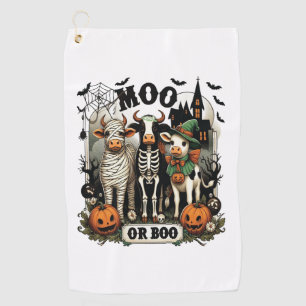 Moo or Boo Halloween Cow Golf Towel