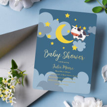 Moo Over the Moon Baby Shower Invitation