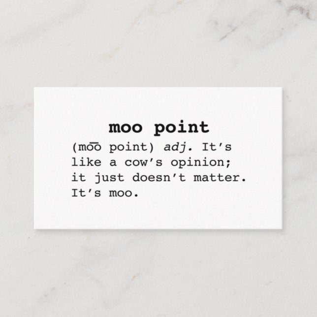 Moo Point Quote Business Card (Front)