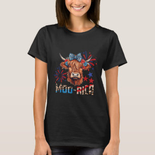 Moo-rica Highland Cow 4th Of July Memorial Day T-Shirt