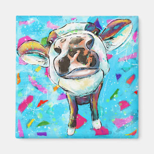 Moo-rific Doodle Ink Cow Magnet