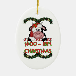 Moo-rry Christmas Cow ornament