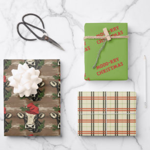 Moo-rry Christmas Cow Wrapping Paper