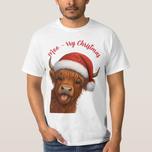Moo-rry ChristmasT-Shirt T-Shirt (Front)