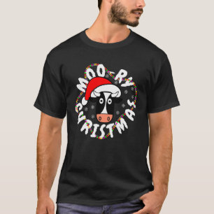 Moo-Ry Christmas Cow Funny Awkward Doodle T-Shirt