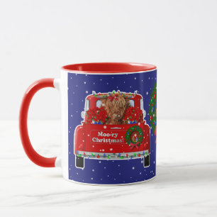 Moo-ry Christmas Little Red Truck Mug