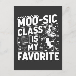 Moo-sic Class is my Favourite Funny Moo Cow School Postcard