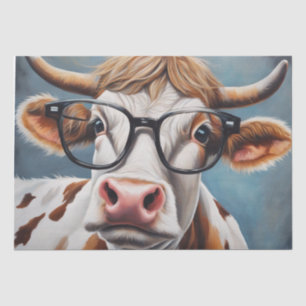 Moo-tiful Style: Cow in Hat and Glasses Decoupage Tissue Paper