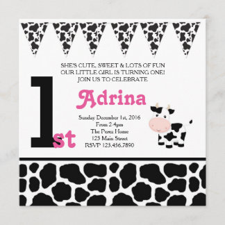 Moo-velous 1st Birthday Invitation