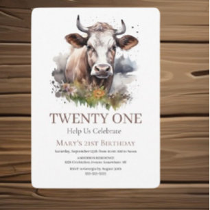 Moo-velous 21st Birthday Celebration Invitation