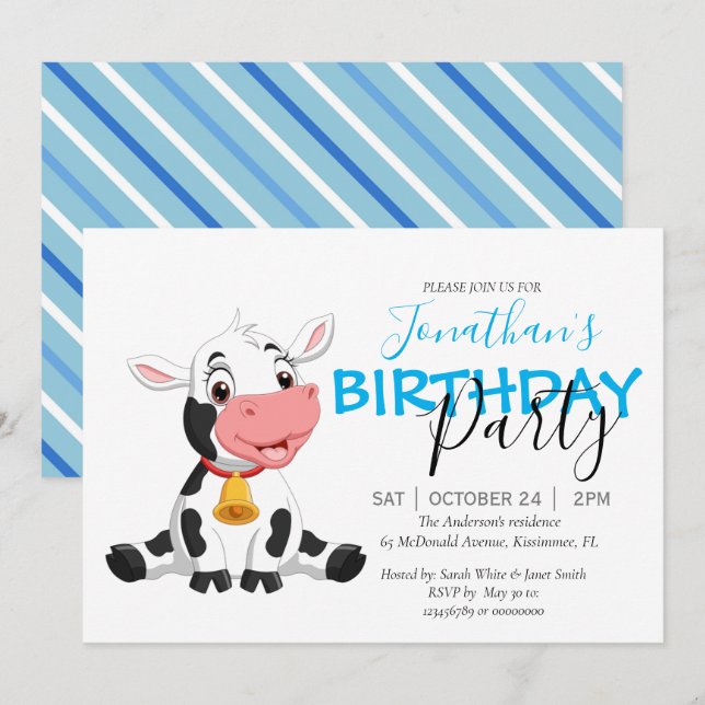 Moo-velous Birthday Celebration Invitation (Front/Back)