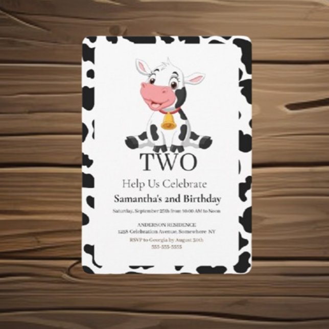 Moo-velous Birthday Celebration Invitation ( Enjoy fun activities, joyful decorations, and cherished memories. Join us for a day of laughter and)