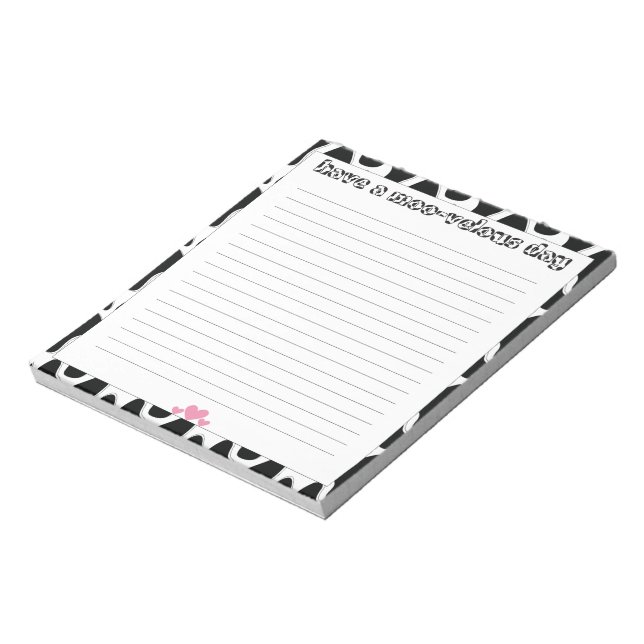 Moo-velous Cow Print Lined Stationery Notepad (Rotated)