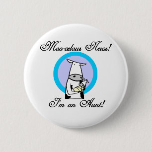 Moo-velous New Aunt Tshirts and Gifts 6 Cm Round Badge
