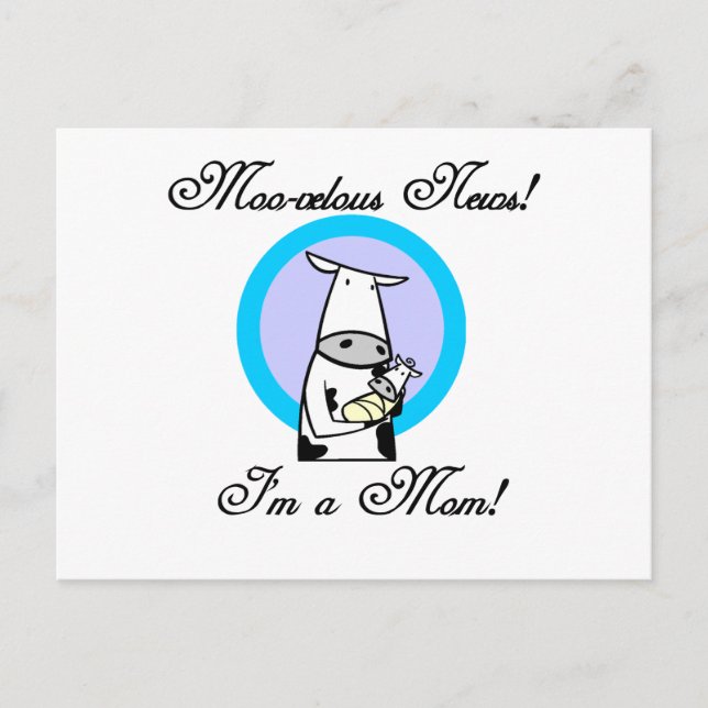 Moo-velous New Mum Tshirts and Gifts Postcard (Front)