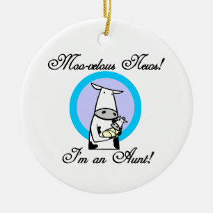 Moo-velous News I'm an Aunt T-shirts and Gifts Ceramic Tree Decoration