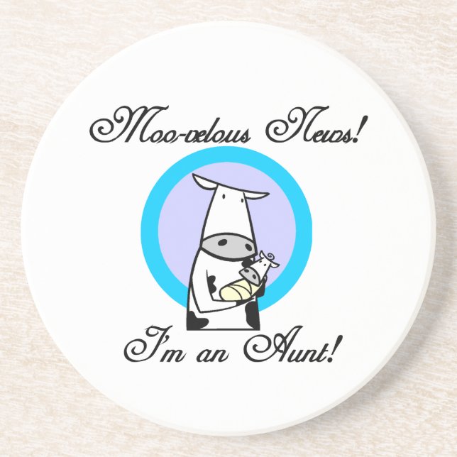 Moo-velous News I'm an Aunt T-shirts and Gifts Coaster (Front)