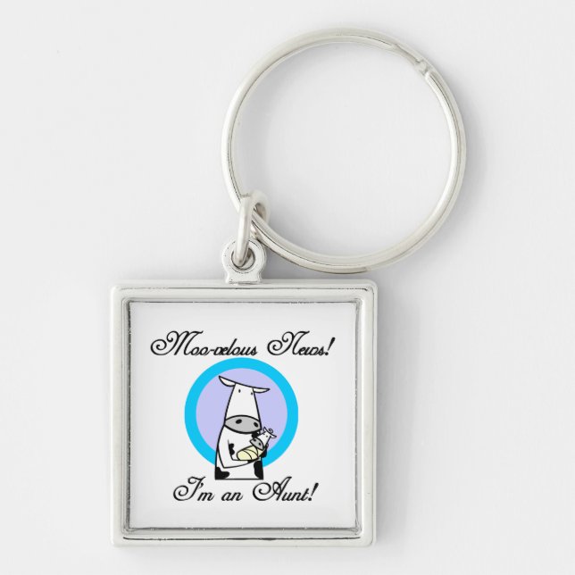 Moo-velous News I'm an Aunt T-shirts and Gifts Key Ring (Front)