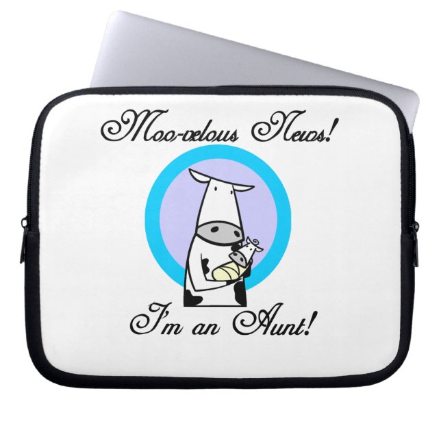 Moo-velous News I'm an Aunt T-shirts and Gifts Laptop Sleeve (Front)