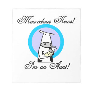 Moo-velous News I'm an Aunt T-shirts and Gifts Notepad